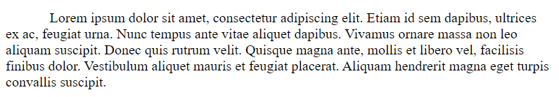 Example text indentation