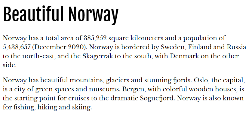 Example Fjalla One and Libre Baskerville