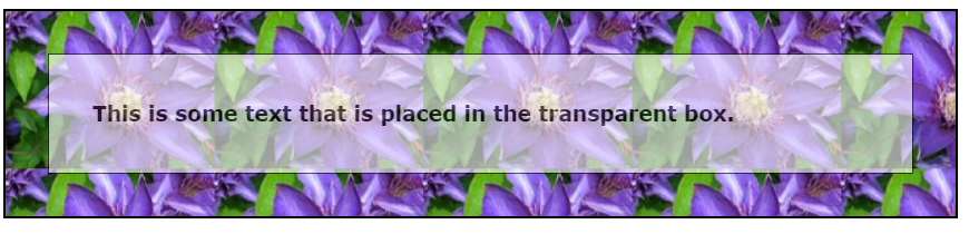Example text in transparent box